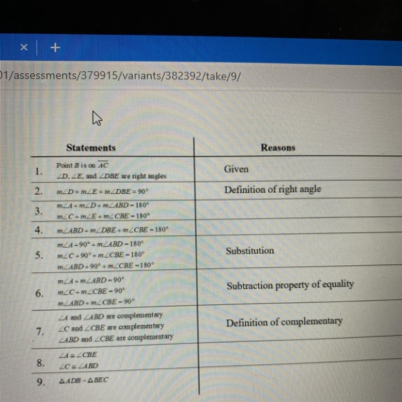 What is the reason for statement 8 a. third angle theorem b. triangle proportionality-example-1