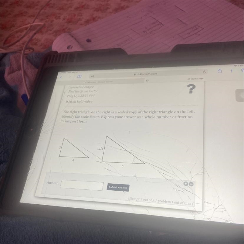 The right triangle on the right is a scaled copy of the right triangle on the left-example-1