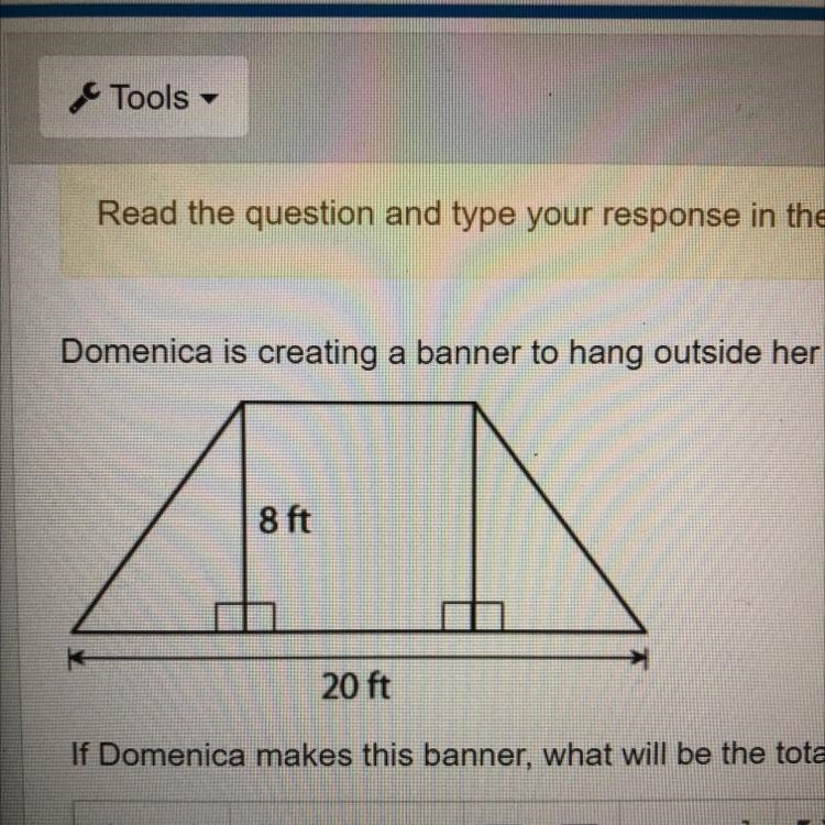 If Domenica makes this banner, what will be the total area of the finished product-example-1