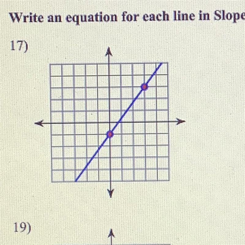 Write an equation for each line in Slope-Intercept Form-example-1