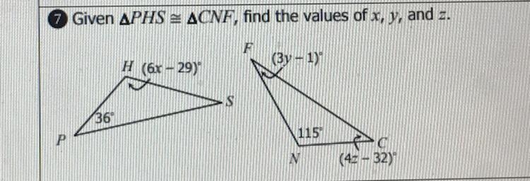 Please! Find the values of x,y and Z-example-1