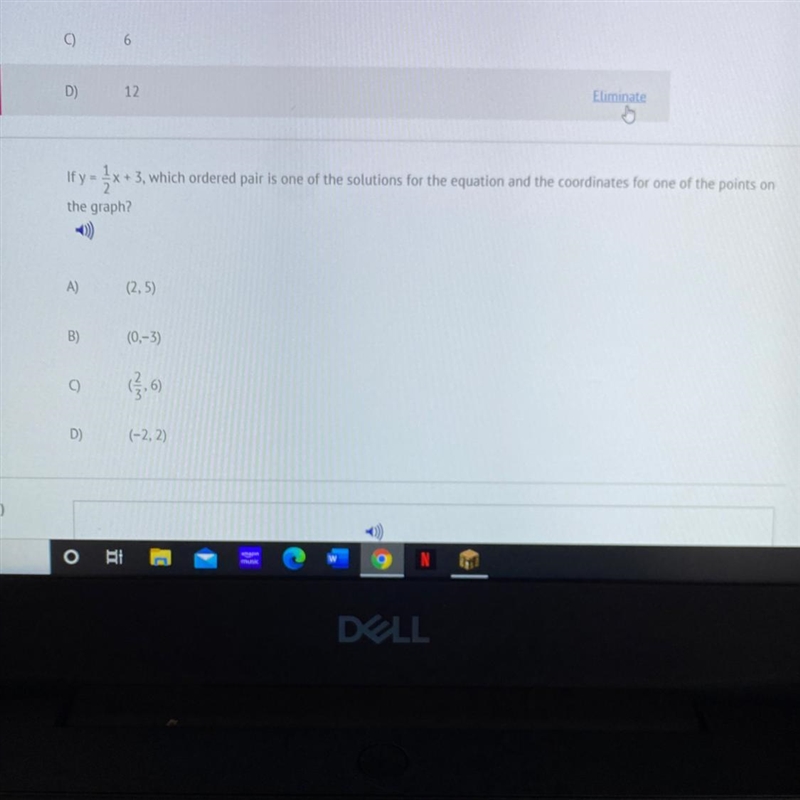 If y=1/2*x+3, which ordered pair is one of the solutions for the equation and the-example-1