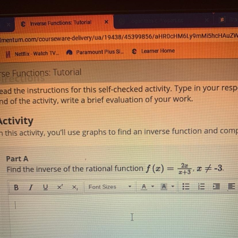 Part A Find the inverse of the rational function f (x) = 2x/x+3,x ≠-3-example-1