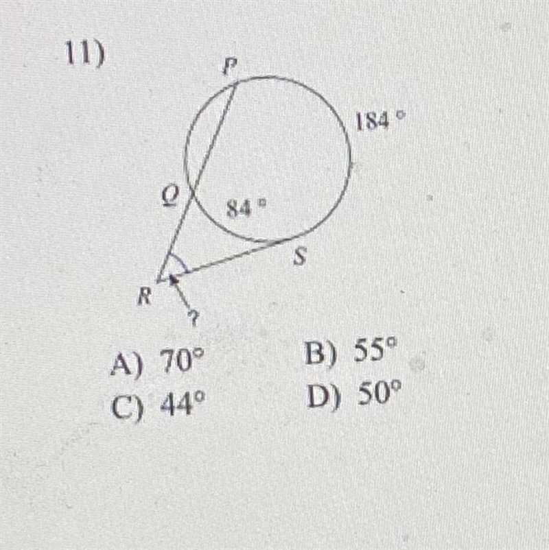 Fine the measure of the arc or angle indicated-example-1