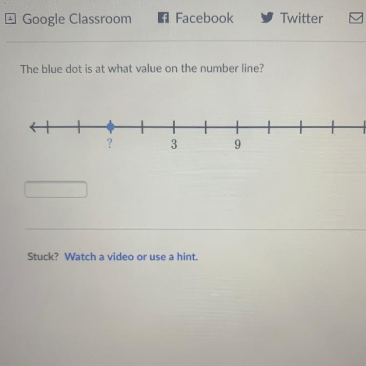 The blue dot is at what value on the number line? 3-example-1