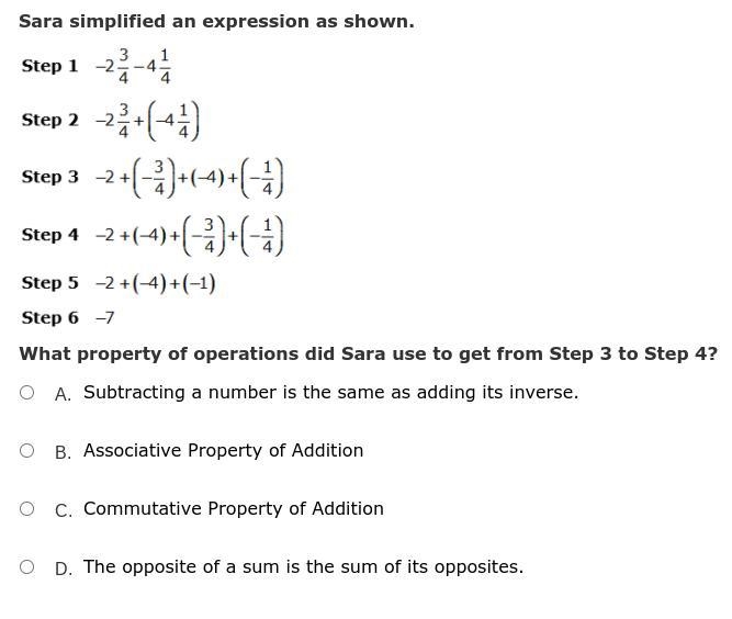 Sara simplified an expression as shown. image What property of operations did Sara-example-1