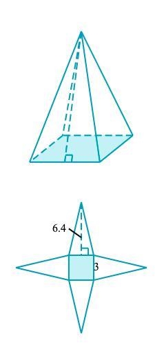 Here is a square pyramid and its net. The lateral faces are congruent triangles. The-example-1