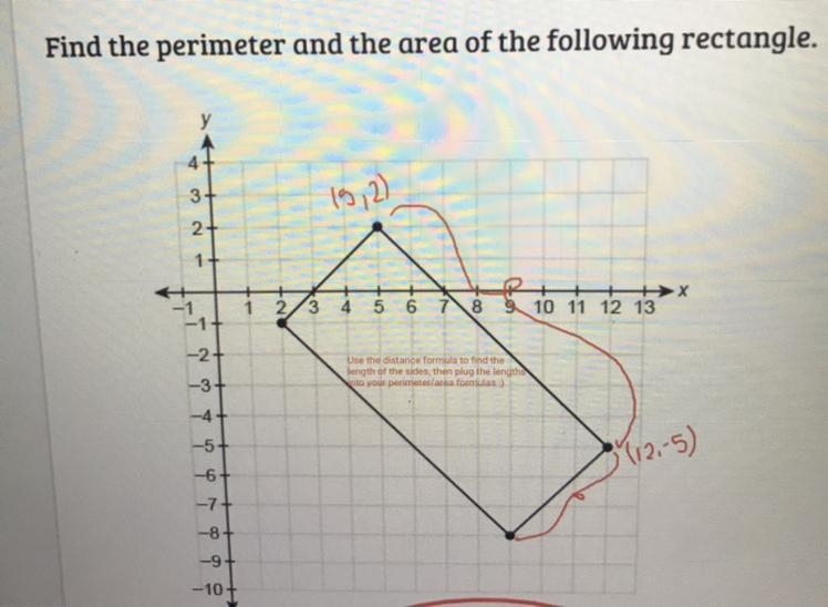 Plz help find the perimeter and the are of the following show work plz-example-1