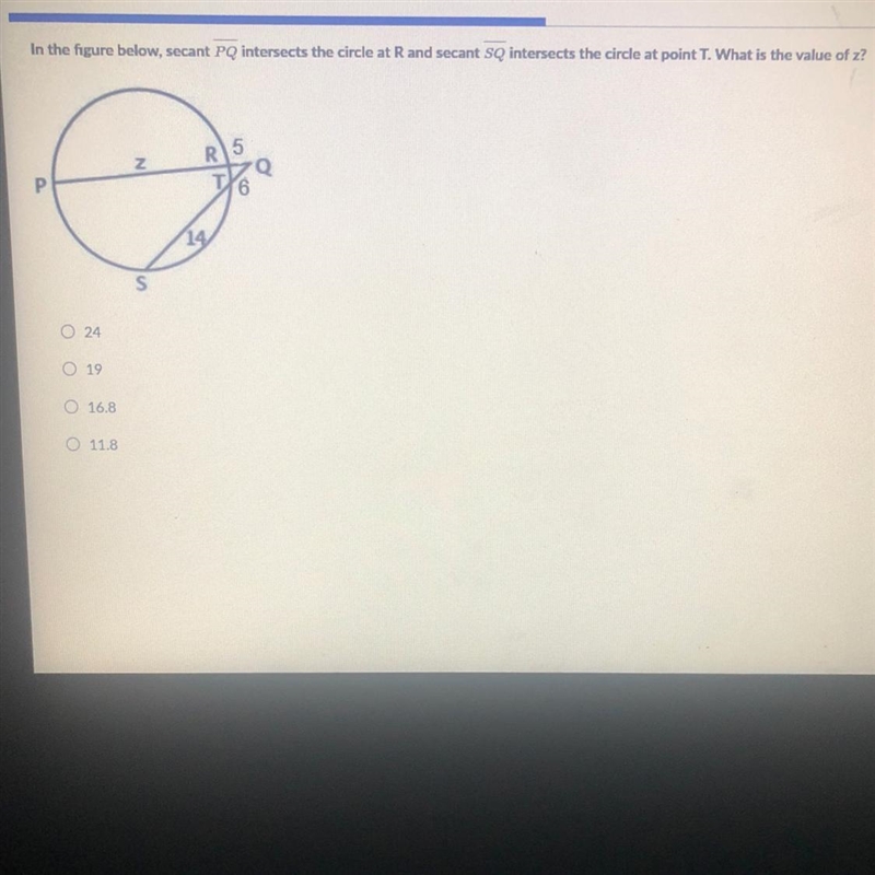 In the figure below, secant PQ intersects the circle at R and secant SQ intersects-example-1