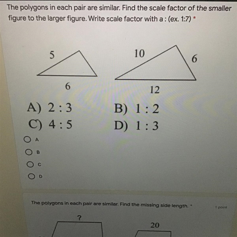 The polygons in each pair are similar. Find the scale factor of the smaller figure-example-1