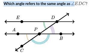 Which angle refers to the same angle as ∠EDC-example-1