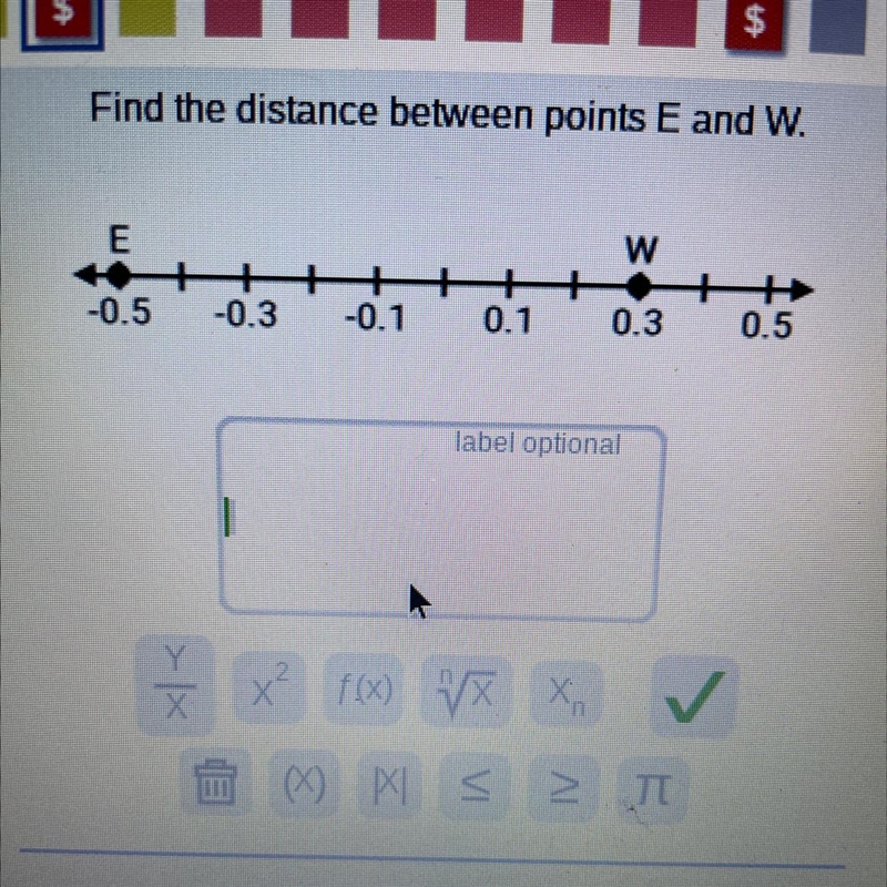 Find the distance between points E and W.-example-1