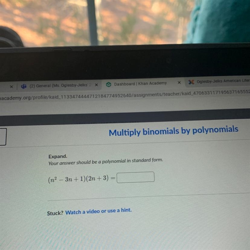 Multiply binomials by polynomials Expand. Your answer should be a polynomial in standard-example-1