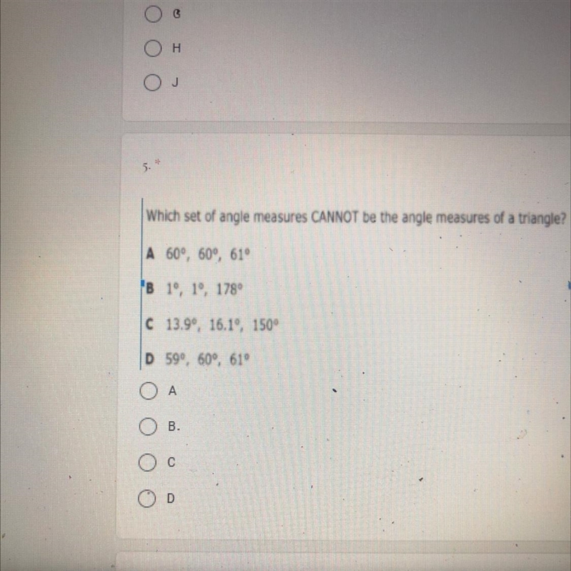 Which set of angle measures cannot be the angle measures of a triangle-example-1