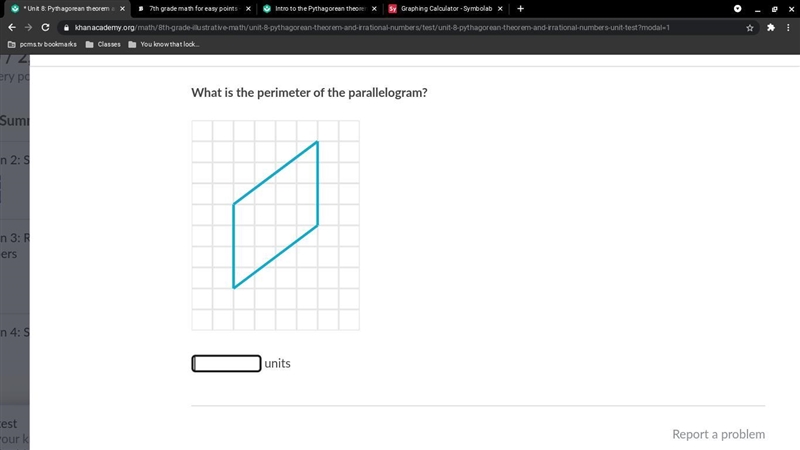 Whats the perimeter of this small parallelogram?-example-1