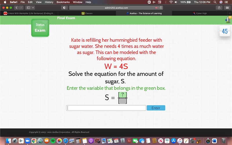 Solve the equation for the amount of sugar, S-example-1