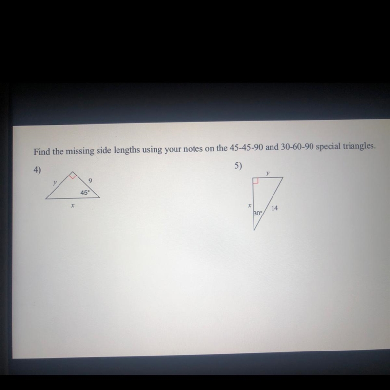 Please help me asap?!? test is past due :( Find the missing side lengths using your-example-1