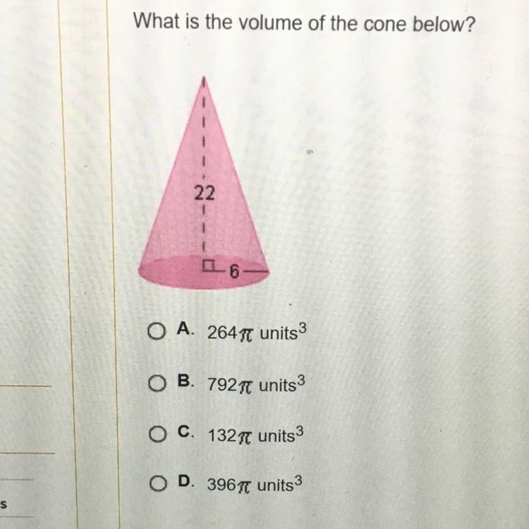 What is the volume of the cone below-example-1