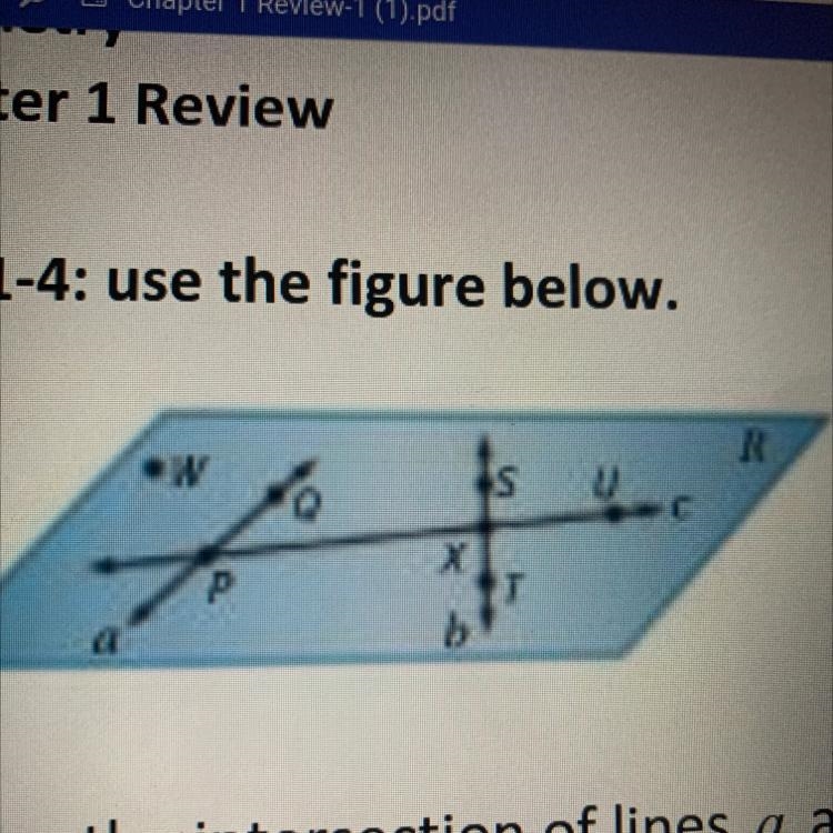 1. Name the intersection of lines a and e.-example-1