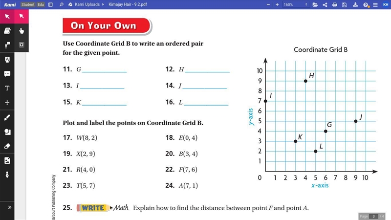 Use Coordinate Grid B to write an ordered pair for the given point.-example-1