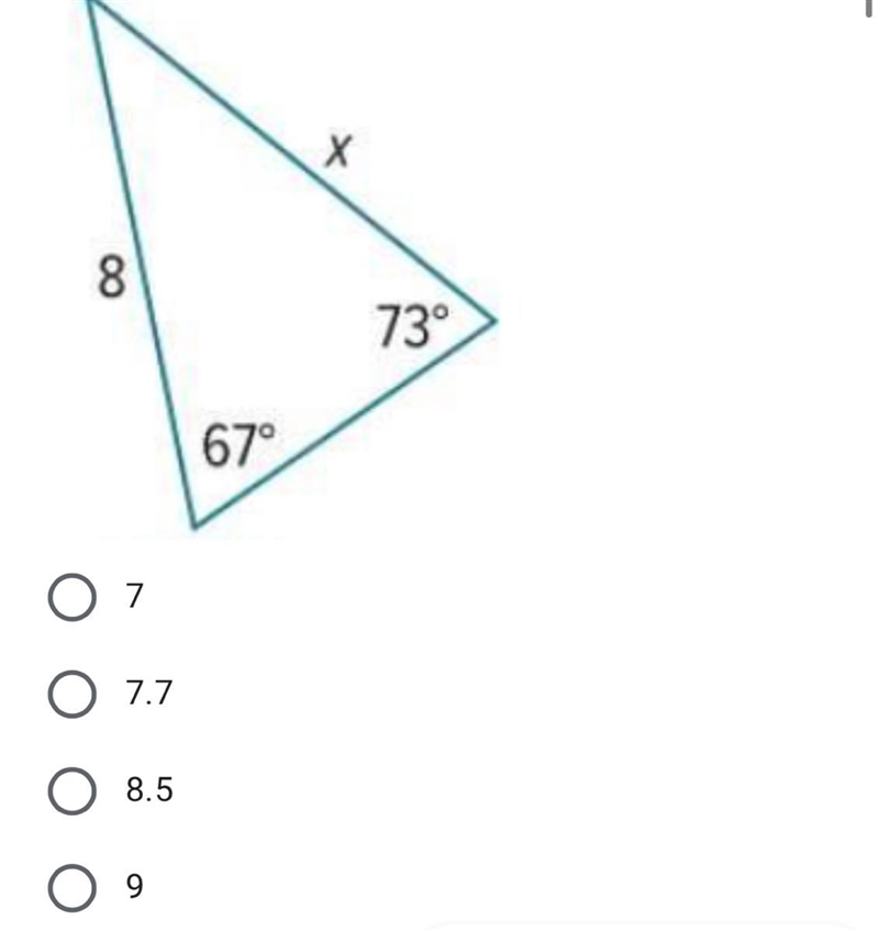 Find the value of x by using law of sines.-example-1