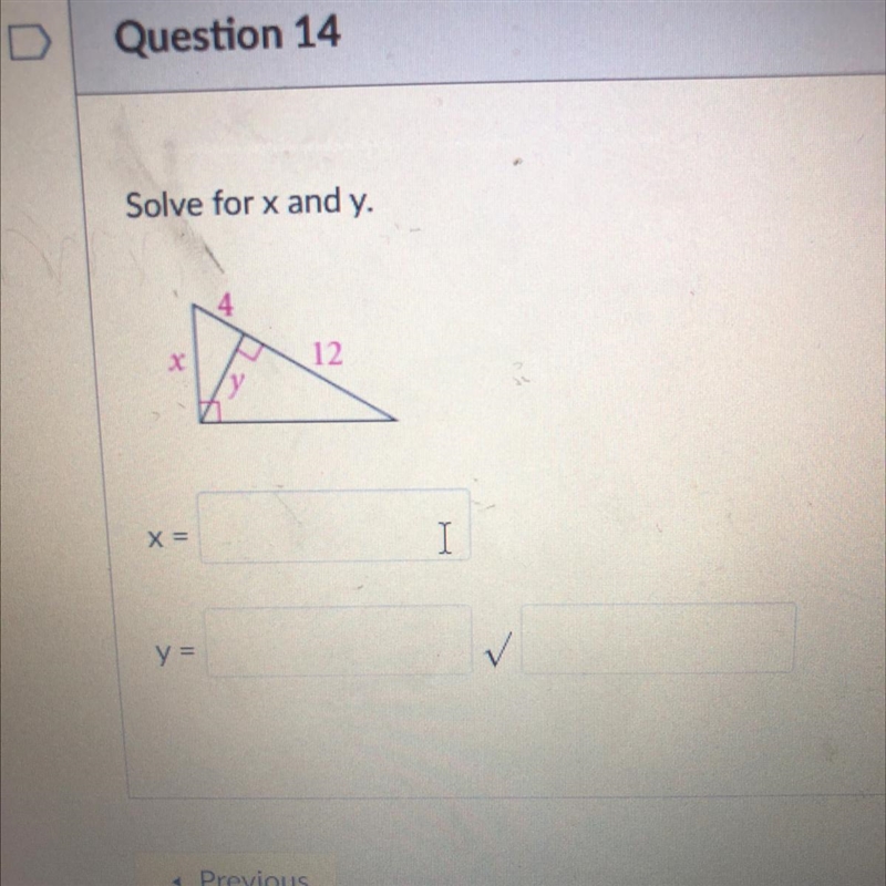 Solve for x and y. X= Y=-example-1