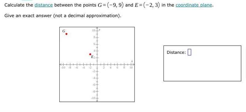 Calculate the exact distance between the points.-example-1