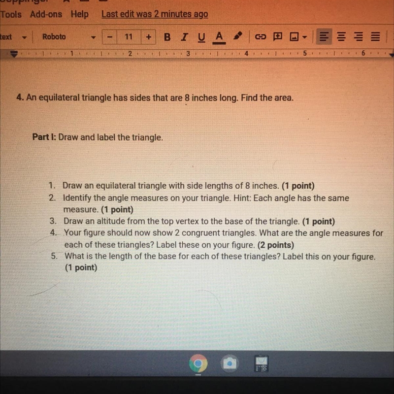 Equilateral triangle has a side of 8 inches long find the area-example-1