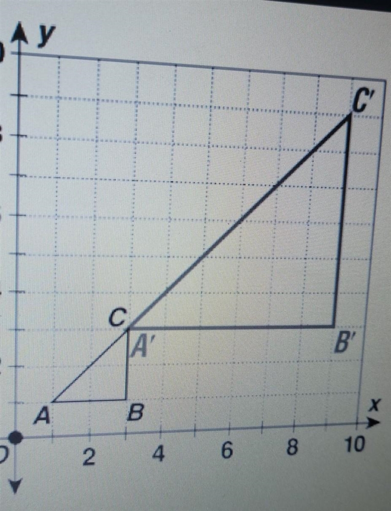 Please help select the algebraic rule that describes the dialtion of ABC to A'B'C-example-1