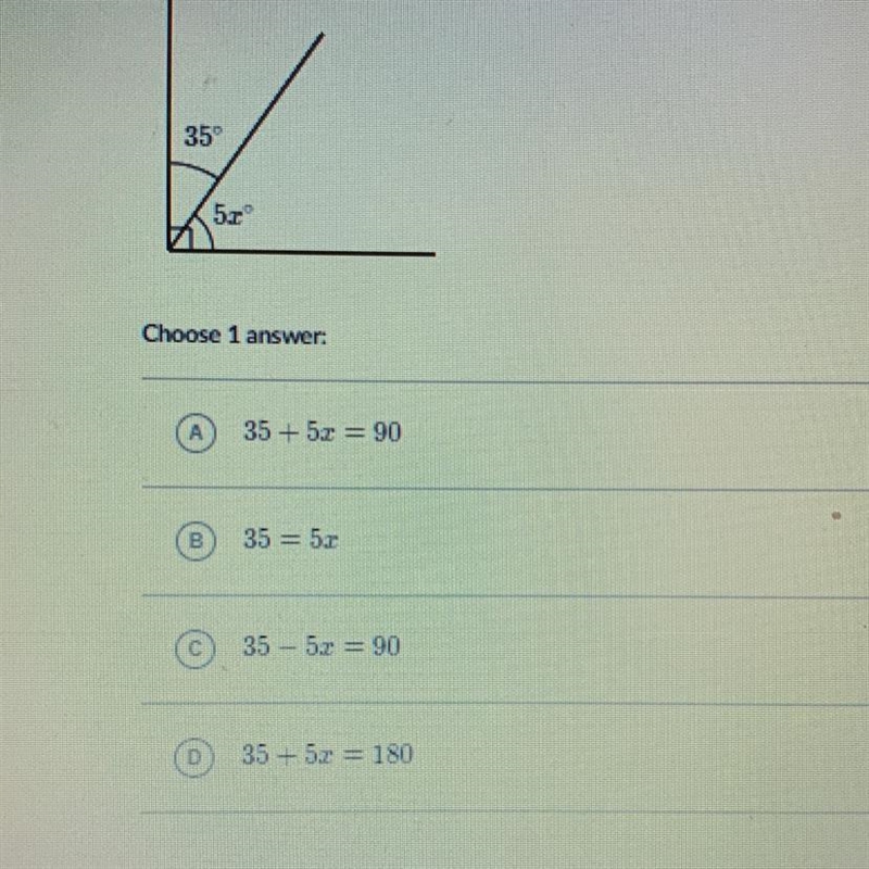 Helpp, Which equation can be used to solve for X in the following diagram?-example-1