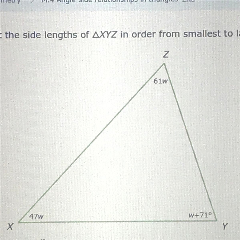 i need help with this since it’s due tomorrow, listing the side lengths of XYZ in-example-1