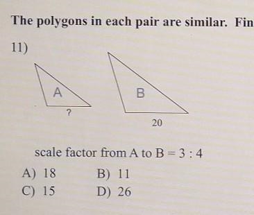 The polygons in each pair are similar. find the missing side length. ​-example-1