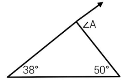 What is the measure of ∠A, the exterior angle of the triangle shown below?-example-1