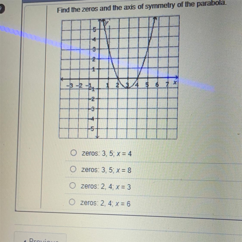 Find the zeros and the axis of symmetry of the parabola-example-1