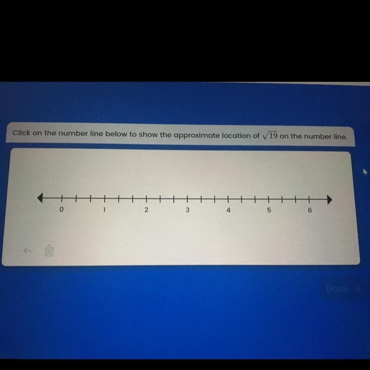 Click on the number line below to show the approximate location of 19 on the number-example-1