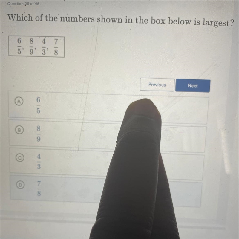 Save and Question 26 of 45 Which of the numbers shown in the box below is largest-example-1