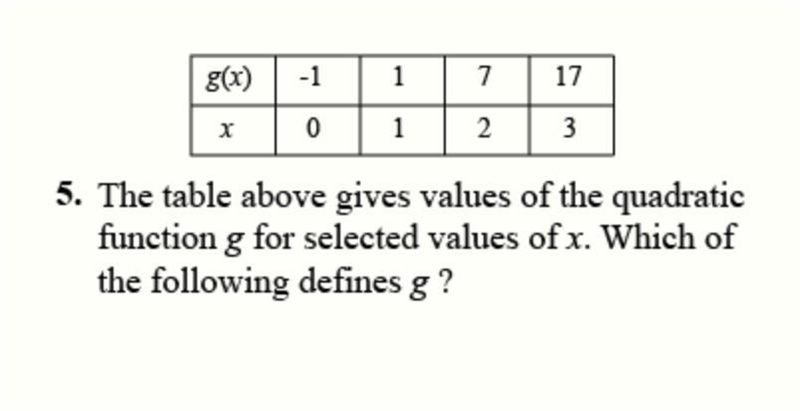 Select one: A. g(x) = x2 − 1 B. g(x) = x2 + 1 C. g(x) = 2x2 − 1 D. g(x) = 2x2 E. g-example-1