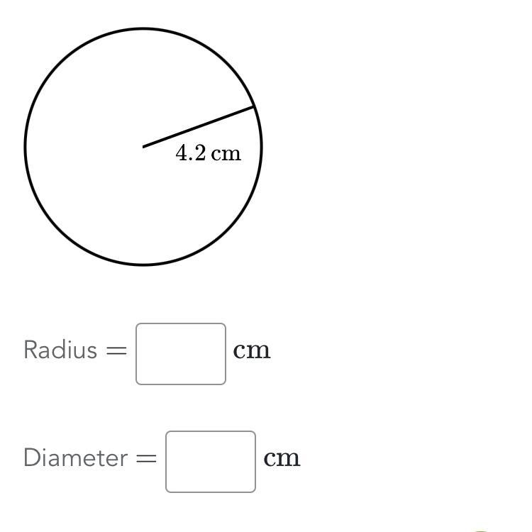 What is the radius and diameter of the following circle-example-1