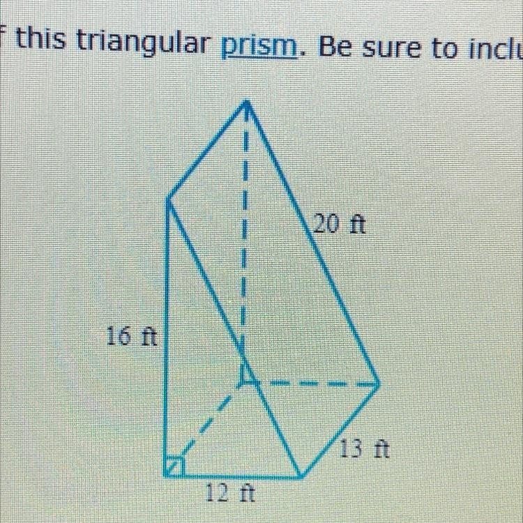 Find the surface area of this triangular prism. Be sure to include the correct unit-example-1