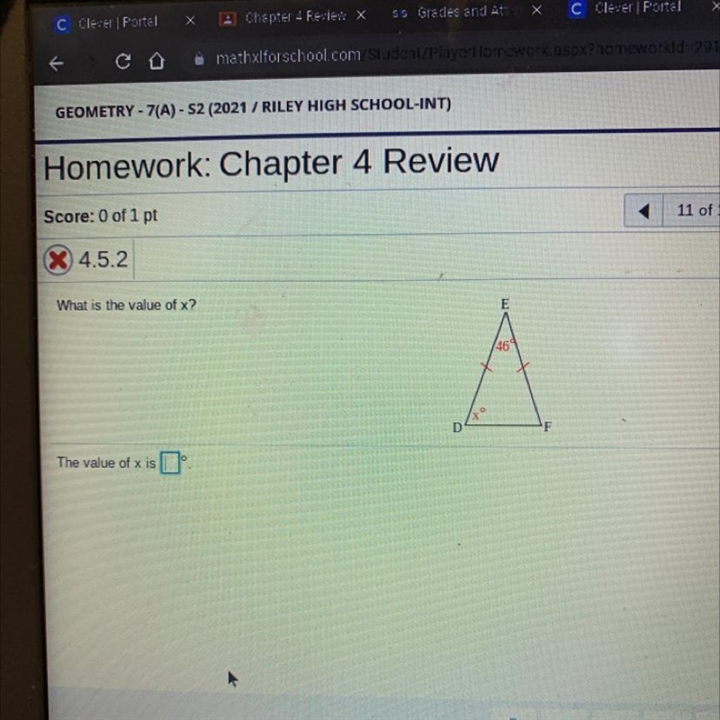 What is the value of x? 46 The value of x is-example-1