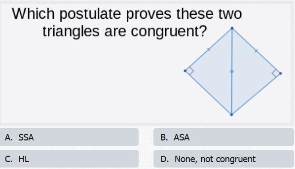 Which postulate proves these two triangles are congruent?-example-1