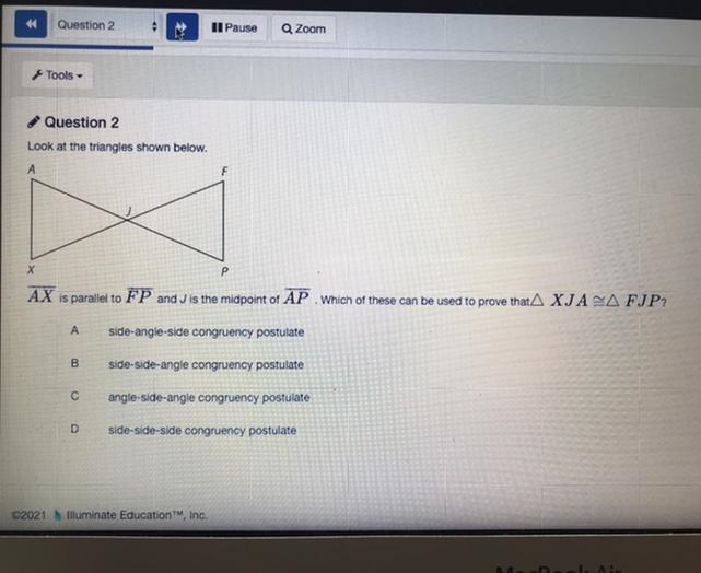 Geometry test, you only have to put the correct letter don’t worry about typing out-example-1