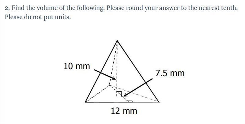 Find the volume of the following. Please round your answer to the nearest tenth. Please-example-1