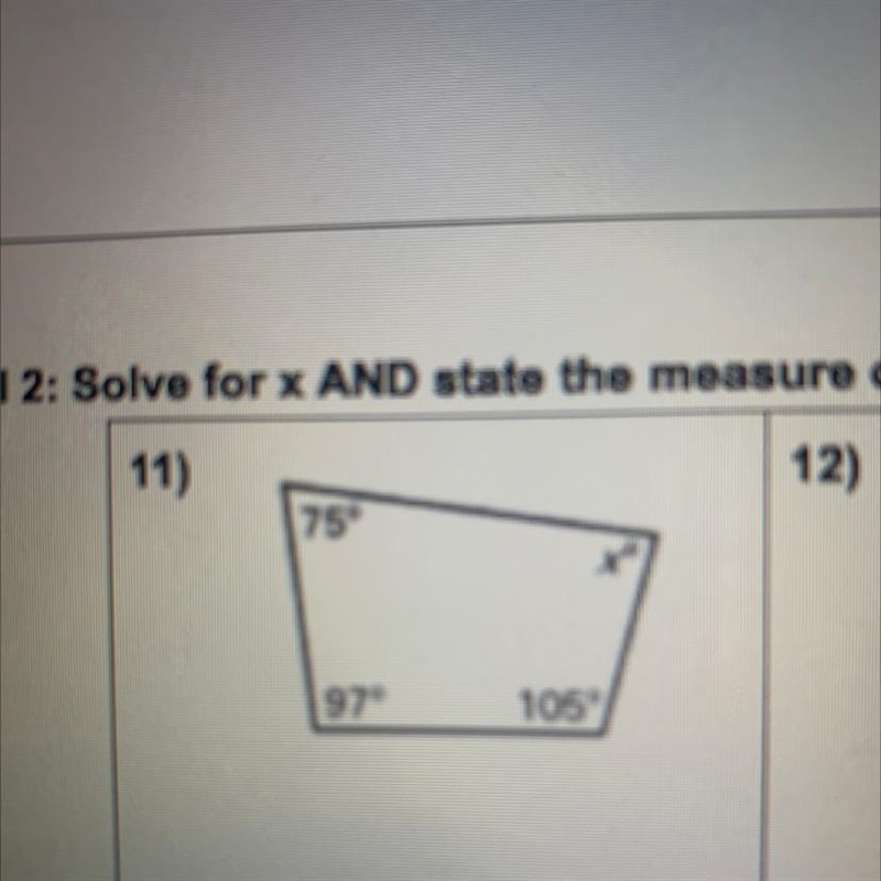 Solve for x and state the measure of the angles with an x in them-example-1