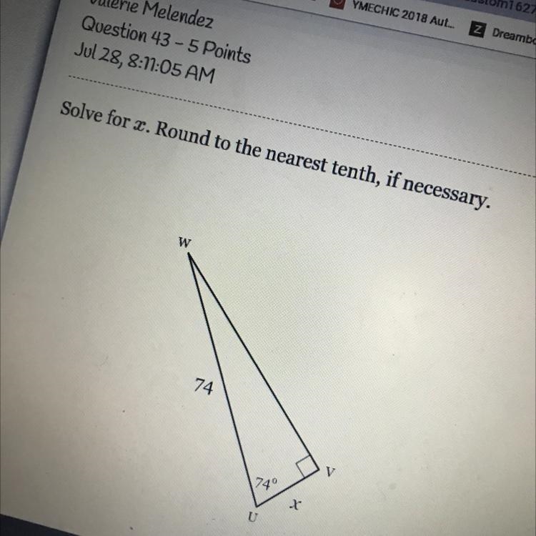 Solve for x. Round to the nearest tenth, if necessary-example-1