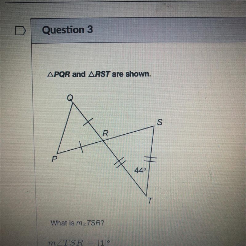 APQR and ARST are shown. S R R Р + H 440 T What is m TSR? mZTSR = [1]-example-1