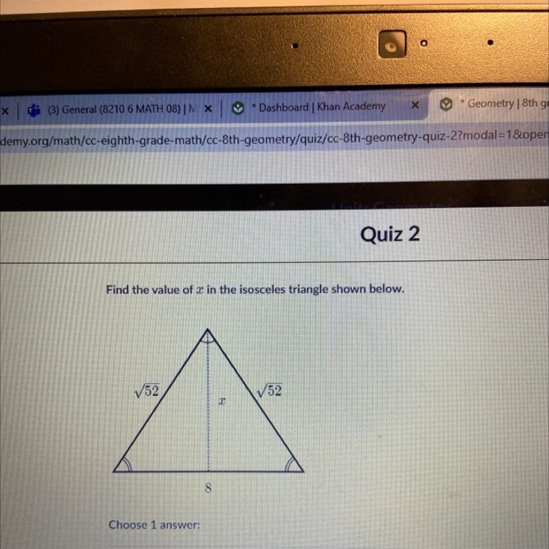 Value of x in isosceles triangle-example-1