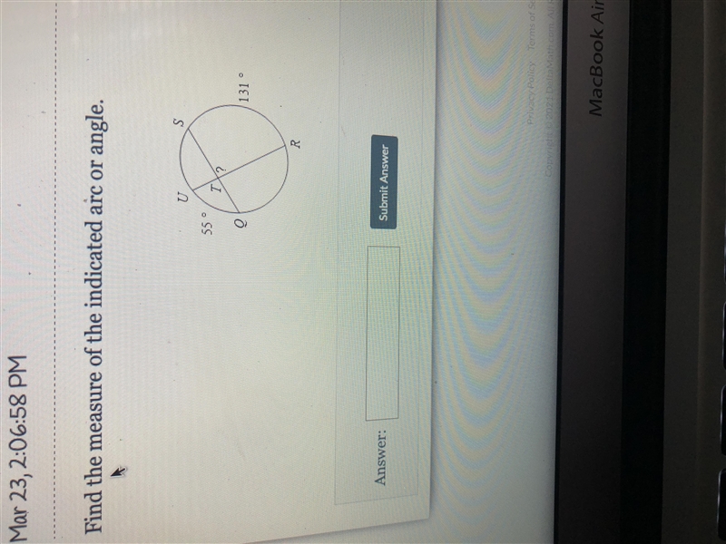 Find the measure of the indicated arc or angle.-example-1