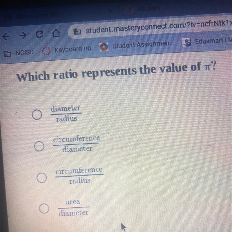 Which ratio represents the value of pi?-example-1