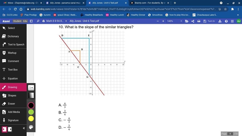 What is the slope of the similar triangles?-example-1